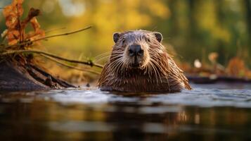 ai genererad bäver hög kvalitet bild foto