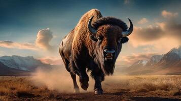 ai genererad bison hög kvalitet bild foto