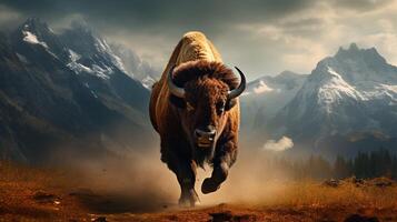 ai genererad bison hög kvalitet bild foto