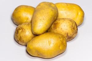 många potatisar på en vit bakgrund foto