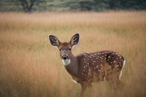 ai genererad vild rådjur fångad i de skog foto