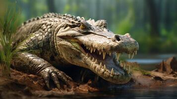 ai genererad krokodil hög kvalitet bild foto