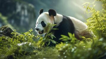 ai genererad jätte panda hög kvalitet bild foto