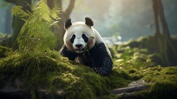 ai genererad jätte panda hög kvalitet bild foto