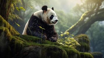 ai genererad jätte panda hög kvalitet bild foto