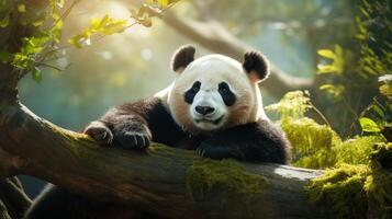 ai genererad jätte panda hög kvalitet bild foto