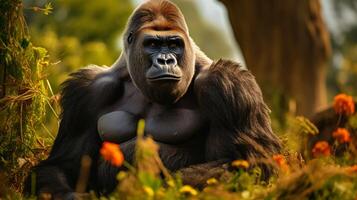 ai genererad gorilla hög kvalitet bild foto