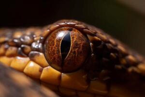 ai genererad brun öga av stor giftig orm. generera ai foto