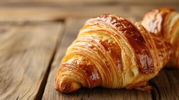 ai genererad croissant, skikten av delikat bakverk, en kulinariska mästerverk, ai genererad. foto