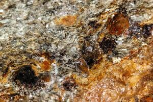makro sten granat mineral i sten på en vit bakgrund foto