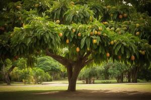 ai genererad mango träd i parkera. generera ai foto