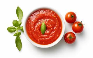 ai genererad sås idealisk med vegetabiliska tomat isolerat på vit bakgrund foto