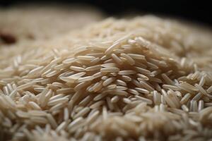 ai genererad rå spannmål ris stack närbild. generera ai foto