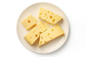 ai genererad gott ost bitar isolerat på vit bakgrund foto