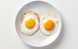 ai genererad frukost friterad ägg isolerat på vit bakgrund foto