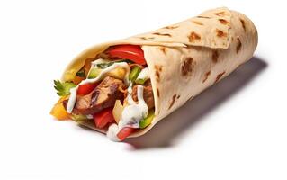 ai genererad gott friterad grillad kebab isolerat på vit bakgrund foto