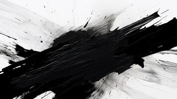 ai genererad svart och vit abstrakt måla borsta tapet. 4k bakgrund med måla stänker, penseldrag, rena minimal texturerad tapet. foto