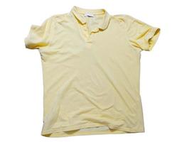 gul t-shirt mock up, tom polo t-shirt över vit bakgrund foto
