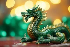 ai genererad traditionell kinesisk grön drake. generera ai foto