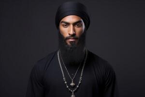 ai genererad andäktig muslim man med helig halsband. generera ai foto