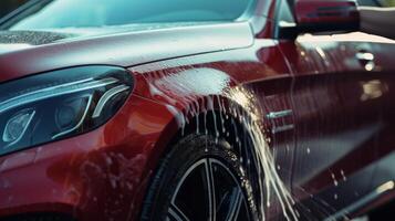 ai genererad manuell bil tvätta med tryck- vatten i bil tvätta utanför. neuralt nätverk ai genererad foto