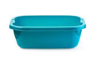 blå plast tvätta skål på en vit bakgrund foto