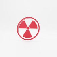 strålningsikonen. röd strålningssymbol isolerad på vit betongbakgrund. modern ikon för webbplats, sociala medier, presentation, designmallelement. 3d rendering. foto