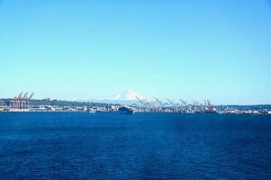 de hamn av seattle, Washington på en klar dag foto