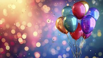 ai genererad skön Lycklig födelsedag bakgrund med ballonger foto