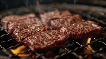 ai genererad yakiniku och shoryu nötkött hacka för din grill foto