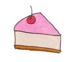 bit av blåbär cheesecake ritning med krita på vitt papper foto