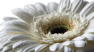 ai genererad ren daggig gerbera daisy på vit foto