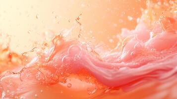 ai genererad vibrerande rosa och orange flytande fusion foto