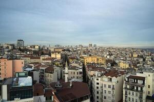 istanbul antenn stadsbild på solnedgång från gala gyllene horn beyoglu foto