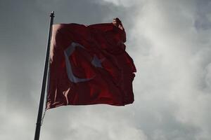 Kalkon turkiska röd vinka flagga foto