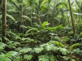 ai genererad tropisk skog bakgrund naturlig foto