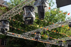 disko lampor på ett utomhus- fest foto