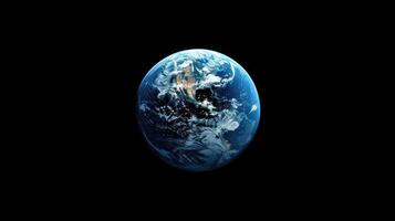 ai genererad en levande blå planet jord står ut mot de bläckig svärta av Plats, ai genererad. foto