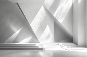 ai genererad en vit abstrakt vägg med geometrisk former foto