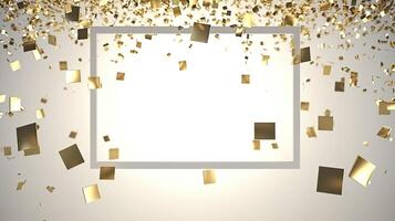 ai genererad ett tömma Plats dekorerad med faller guld konfetti, en prakt av lyx. foto