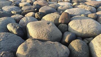 pålar av stor naturlig stenar för brytning vågor i de hamn den där form en skön texturerad foto