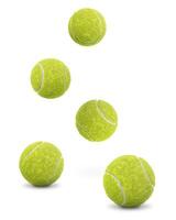 faller tennis boll, isolerat på vit bakgrund foto