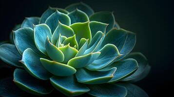 ai genererad en fascinerande makro fånga av en grön saftig växt foto