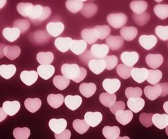 rosa suddig abstrakt bakgrund med söt bokeh hjärtan för mödrar dag. foto
