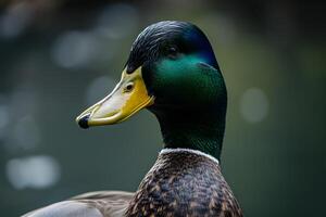 ai genererad quacktastiskt elegans en fascinerande närbild av en graciös Anka. foto