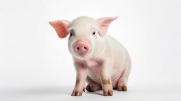 ai genererad djur- rättigheter begrepp en söt små gris med rosa hud och mjuk päls. foto