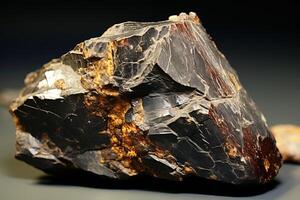 ai genererad yttrialit är en sällsynt dyrbar naturlig sten på en svart bakgrund. ai genererad. foto