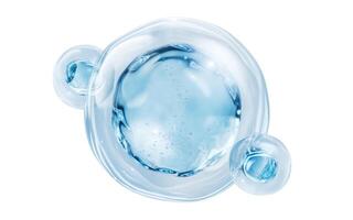 transparent blå flytande bubbla, 3d tolkning. foto