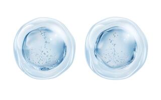 transparent blå flytande bubbla, 3d tolkning. foto