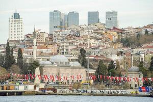 besiktas distrikt se från istanbul bosphorus kryssning foto